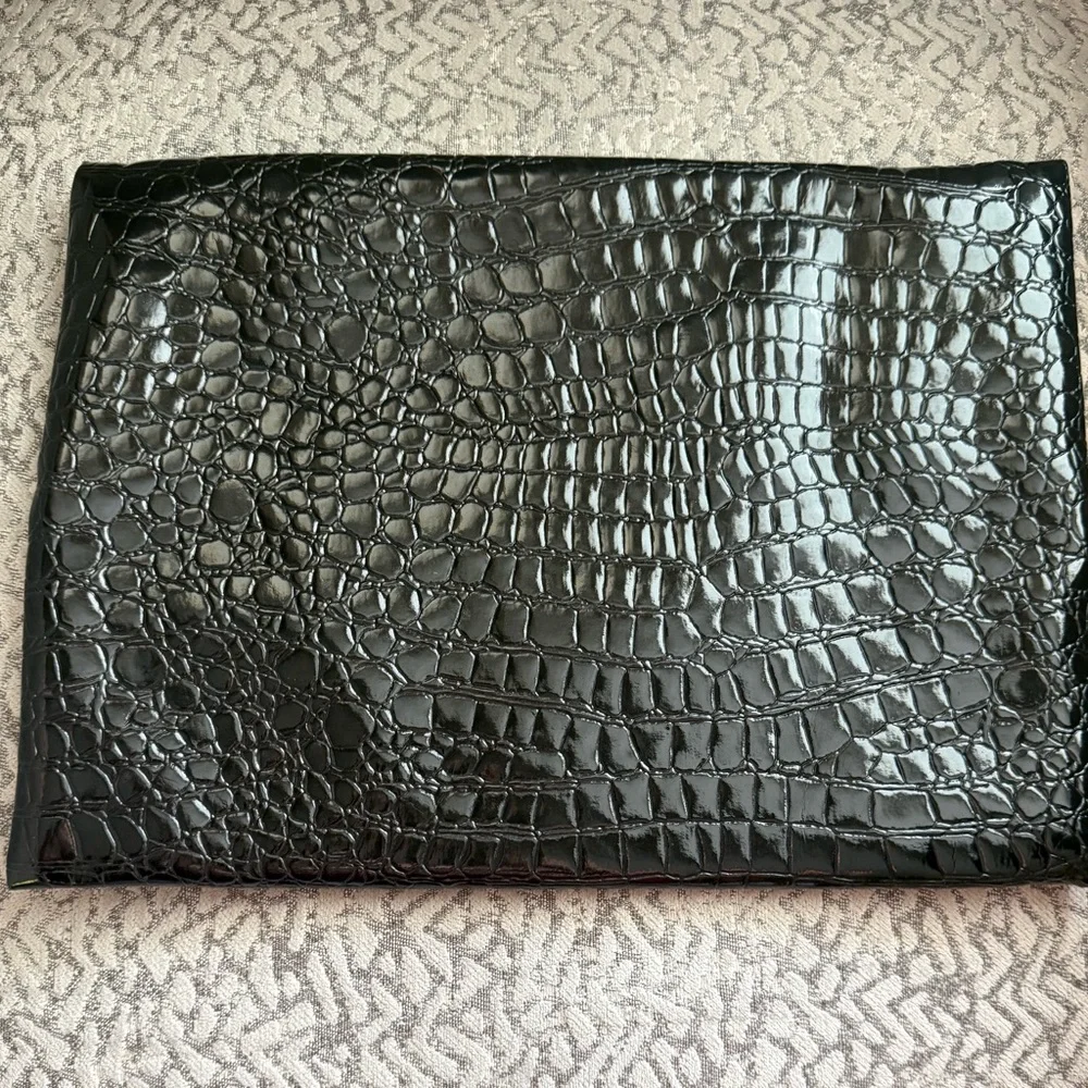 Makeup Junkie Bag Midnight Gator Large Clutch Cosmetic Pouch Black